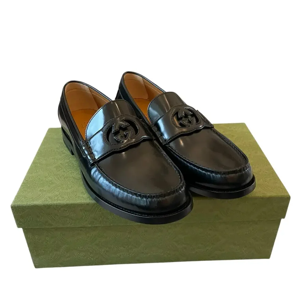 Gucci Interlocking G Loafer Millennial Ribot Black Mens 12 | US 12.5 New